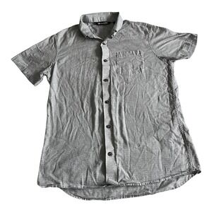 Travis Mathew Striped Short Sleeve Button Up Collared Shirt Men's Medium Grey